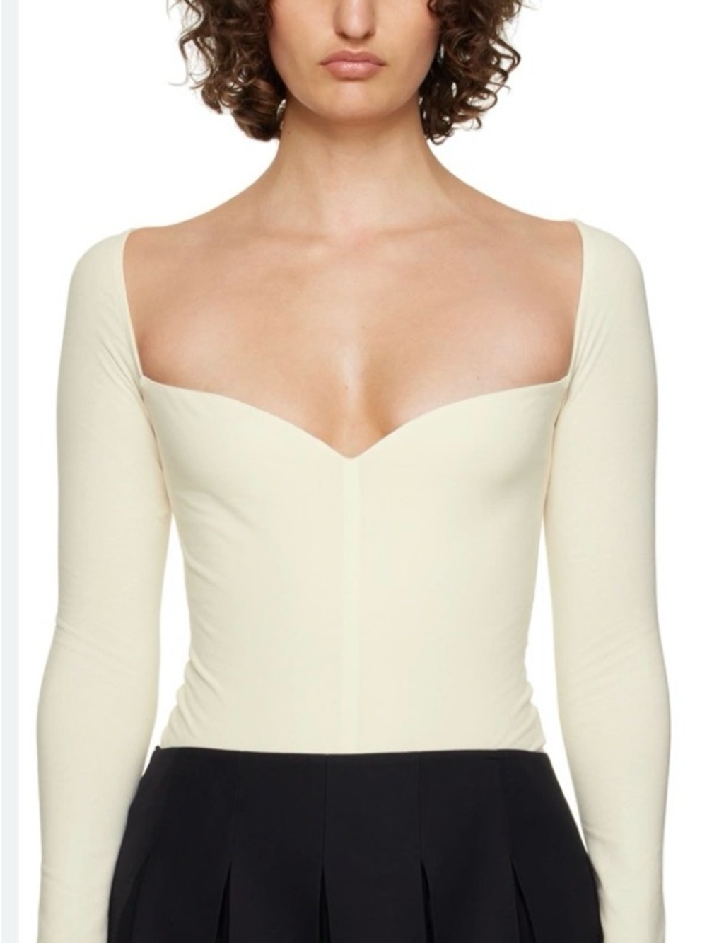 KHAITE Mara Ivory Sweetheart Neck Long Sleeve Bodysuit NWOT